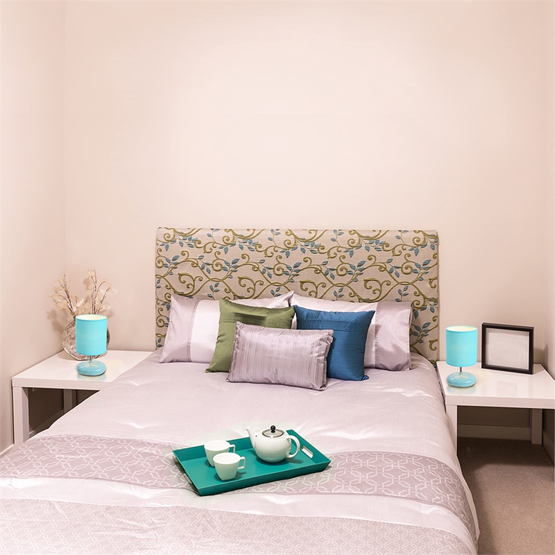 Simple Designs Ceramic Small Stone Table Lamp 2 Pack in Blue with Blue Shade