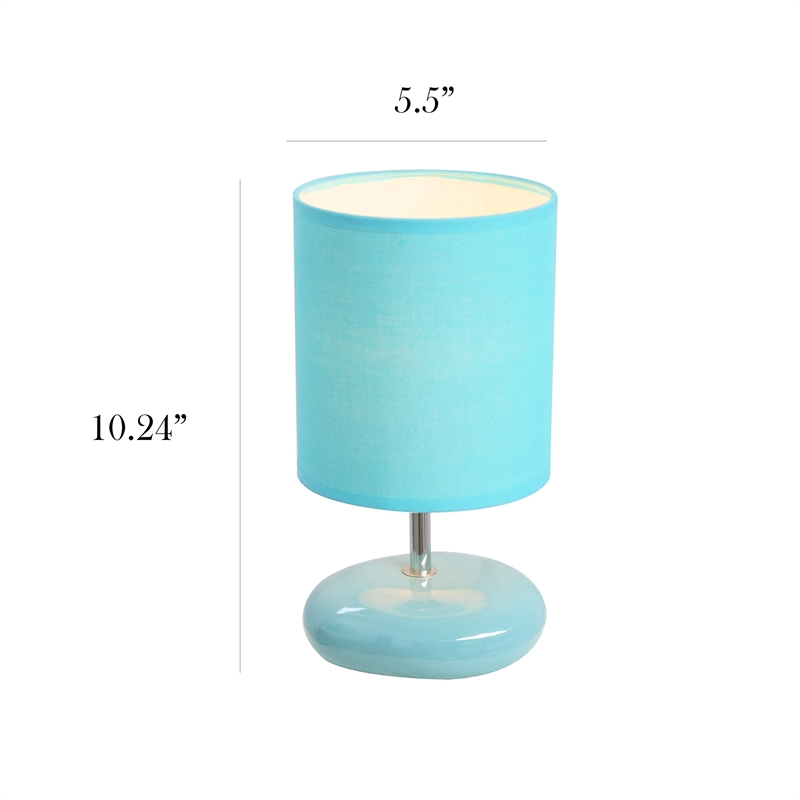 Simple Designs Ceramic Small Stone Table Lamp 2 Pack in Blue with Blue Shade
