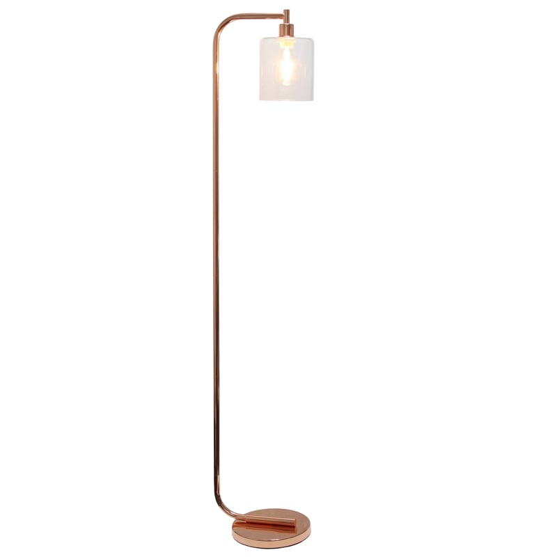 Simple Designs Iron Antique Lantern Floor Lamp in Rose Gold with