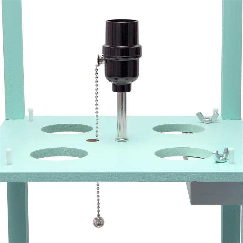 Simple Designs Etagere Shelving Floor Lamp w/ Ports in Blue with Cream Shade