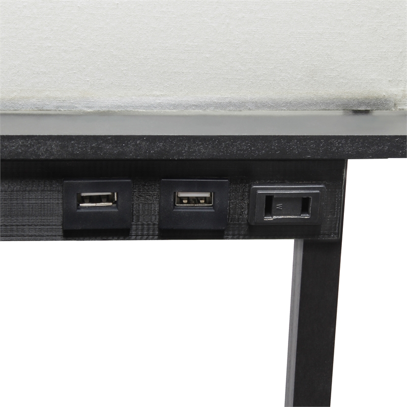 Simple Designs Etagere Shelving Floor Lamp w/ Ports in Black with Cream Shade