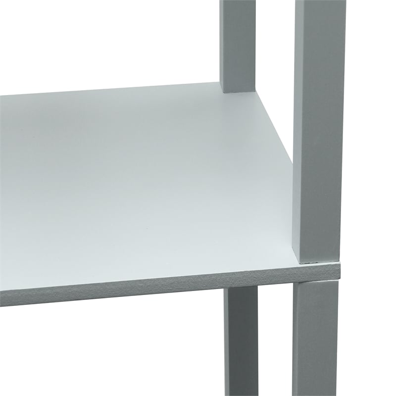 Simple Designs Etagere Shelving Floor Lamp w/ Ports in Gray with Cream Shade