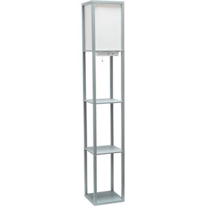 simple designs etagere shelving floor lamp w/ ports in gray with cream shade