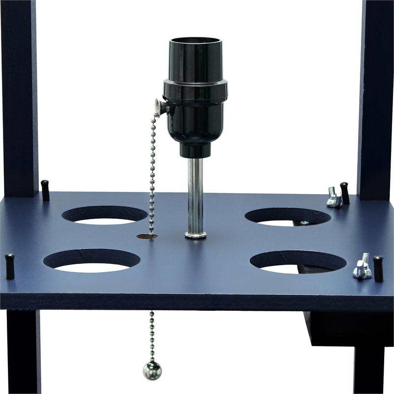 Simple Designs Etagere Shelving Floor Lamp w/ Ports in Navy with Cream Shade