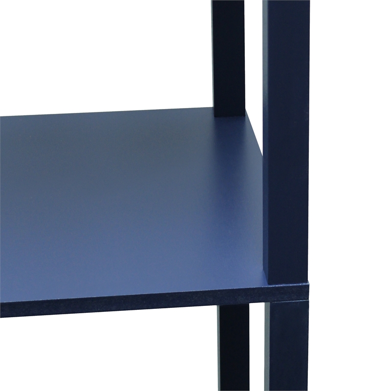 Simple Designs Etagere Shelving Floor Lamp w/ Ports in Navy with Cream Shade