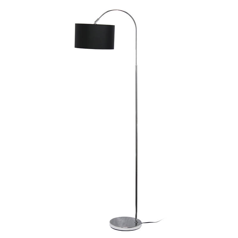 Simple Designs Metal Arched Floor Lamp in Black with Black Shade