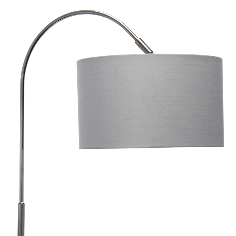 Simple Designs Metal Arched Floor Lamp in Gray with Gray Shade