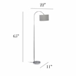Simple Designs Metal Arched Floor Lamp in Gray with Gray Shade