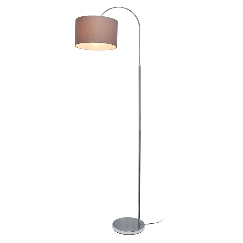 Simple Designs Metal Arched Floor Lamp in Gray with Gray Shade