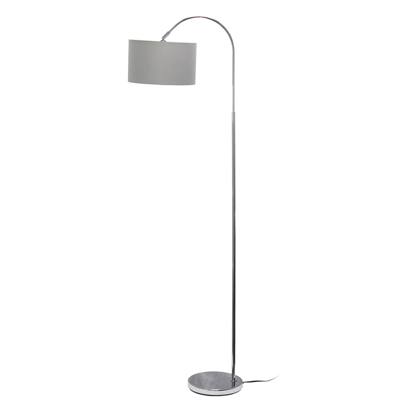 Simple Designs Metal Arched Floor Lamp in Gray with Gray Shade