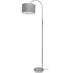 simple designs metal arched floor lamp in gray with gray shade