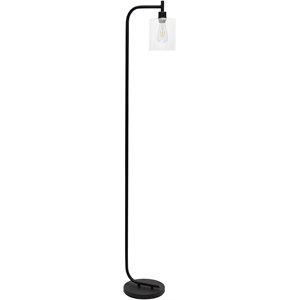 simple designs metal modern lantern floor lamp in black with clear shade