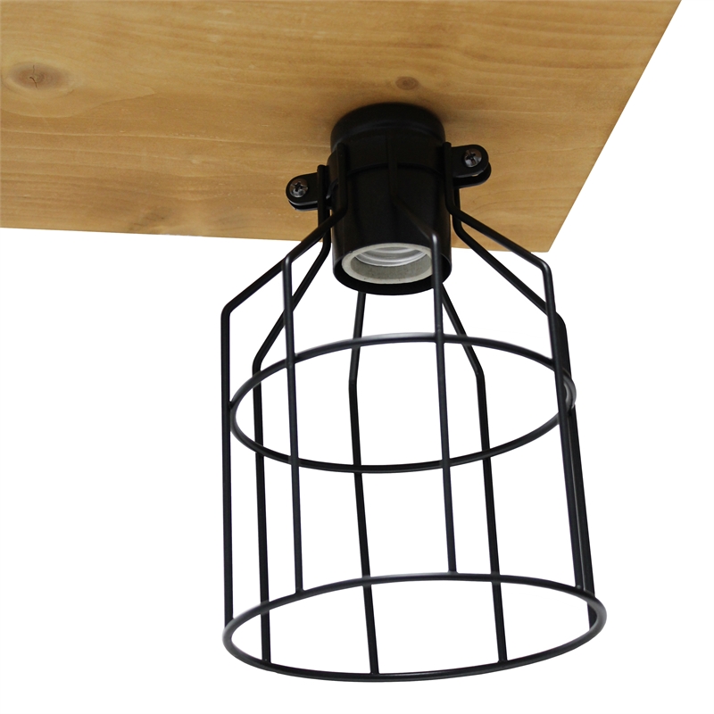 Lalia Home Wood 4 Light Beam Pendant in Light Brown