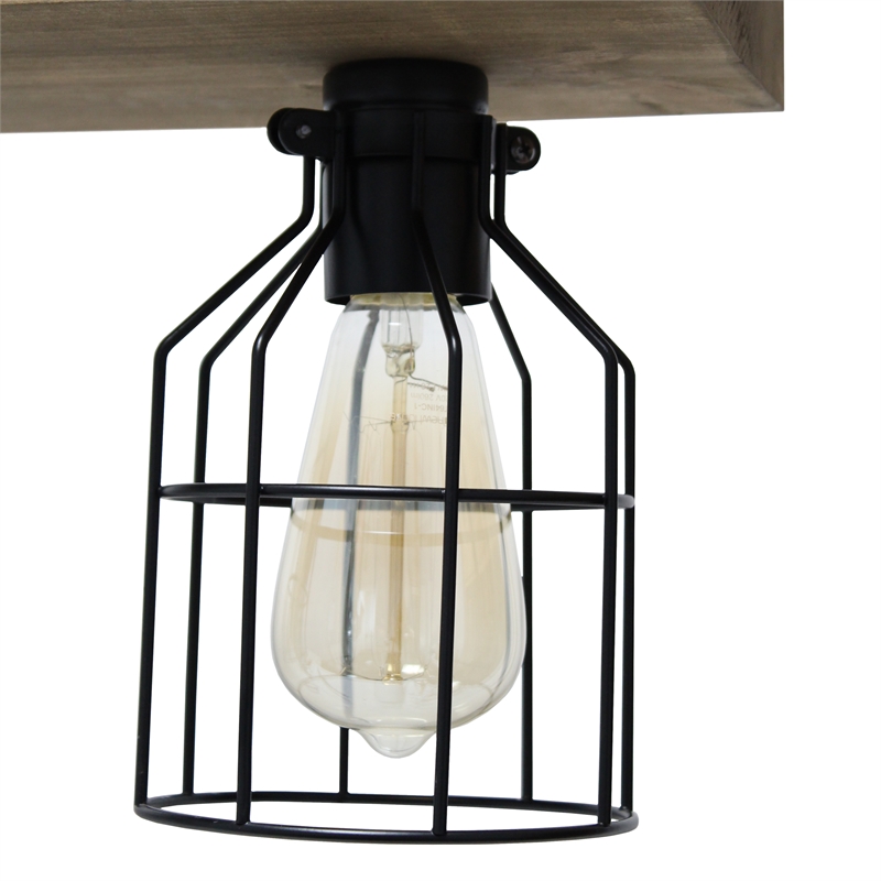 Lalia Home Wood 4 Light Beam Pendant in Restored Wood Brown