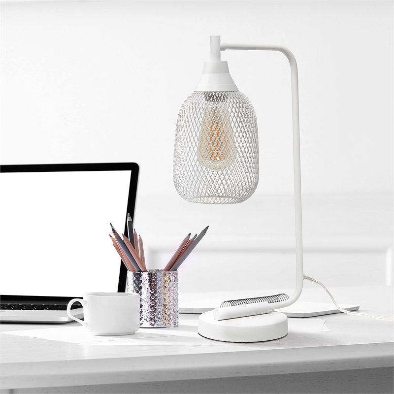 Lalia Home Metal Mesh Desk Lamp in White