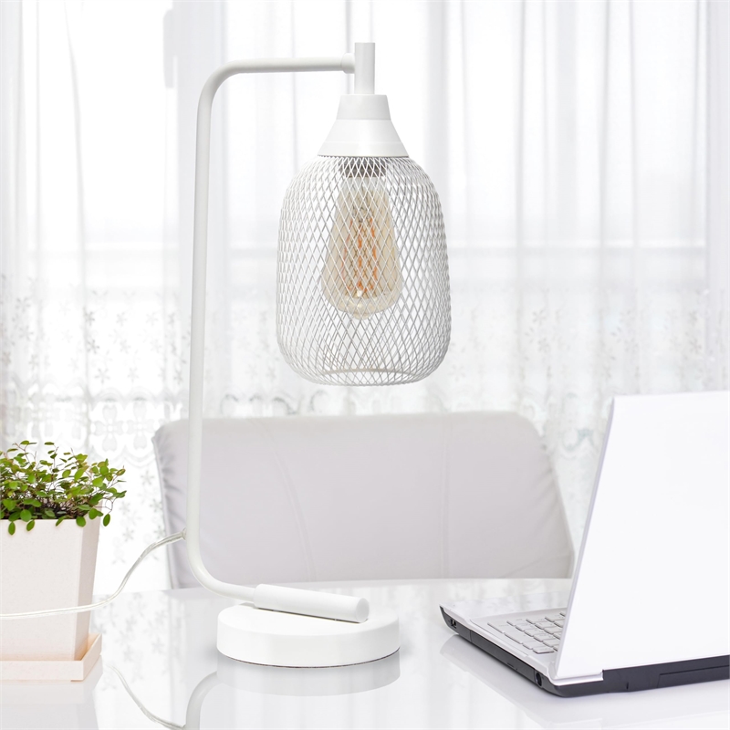 Lalia Home Metal Mesh Desk Lamp in White
