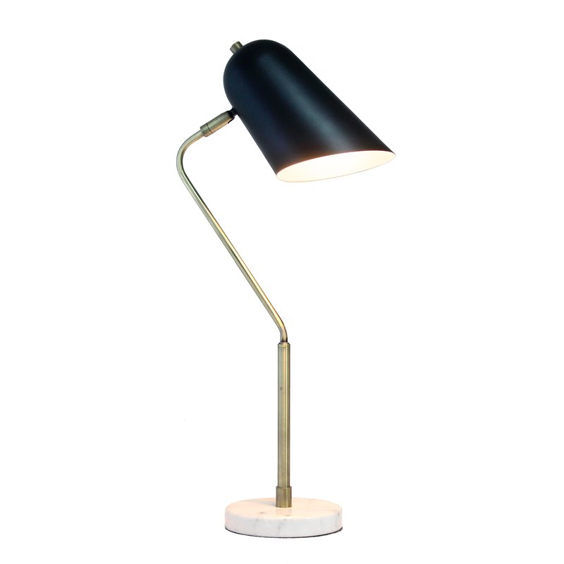 Lalia Home Metal Asymmetrical Desk Lamp in Antique Brass with Black Sshade