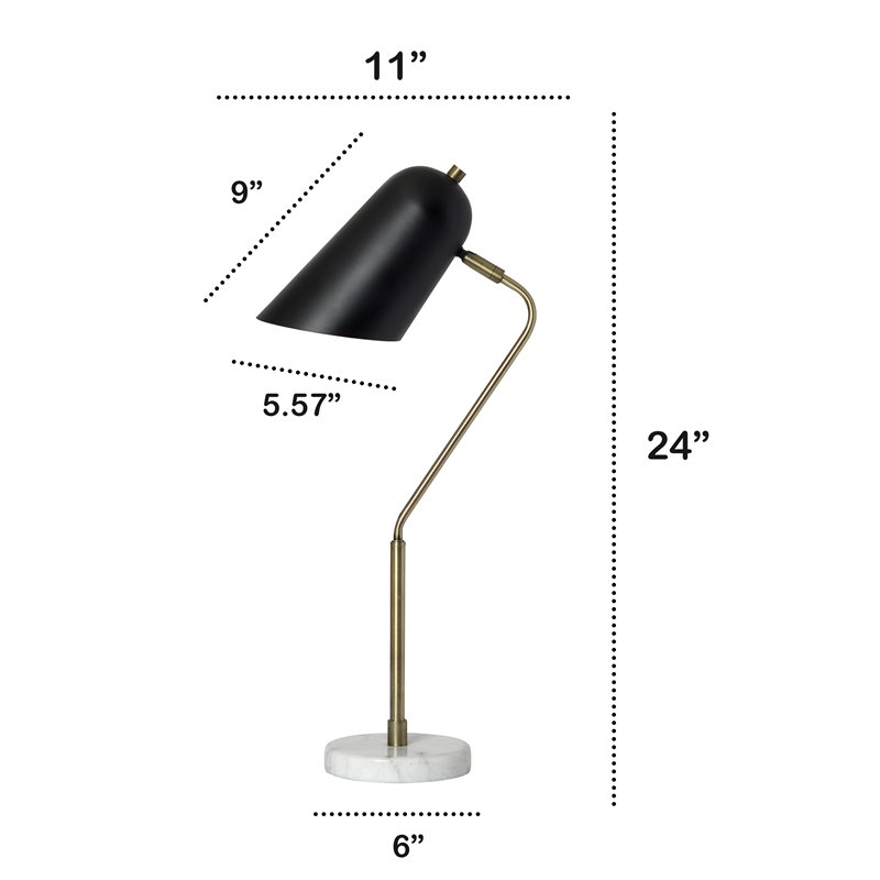 Lalia Home Metal Asymmetrical Desk Lamp in Antique Brass with Black Sshade