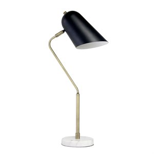 lalia home metal asymmetrical desk lamp in antique brass with black sshade