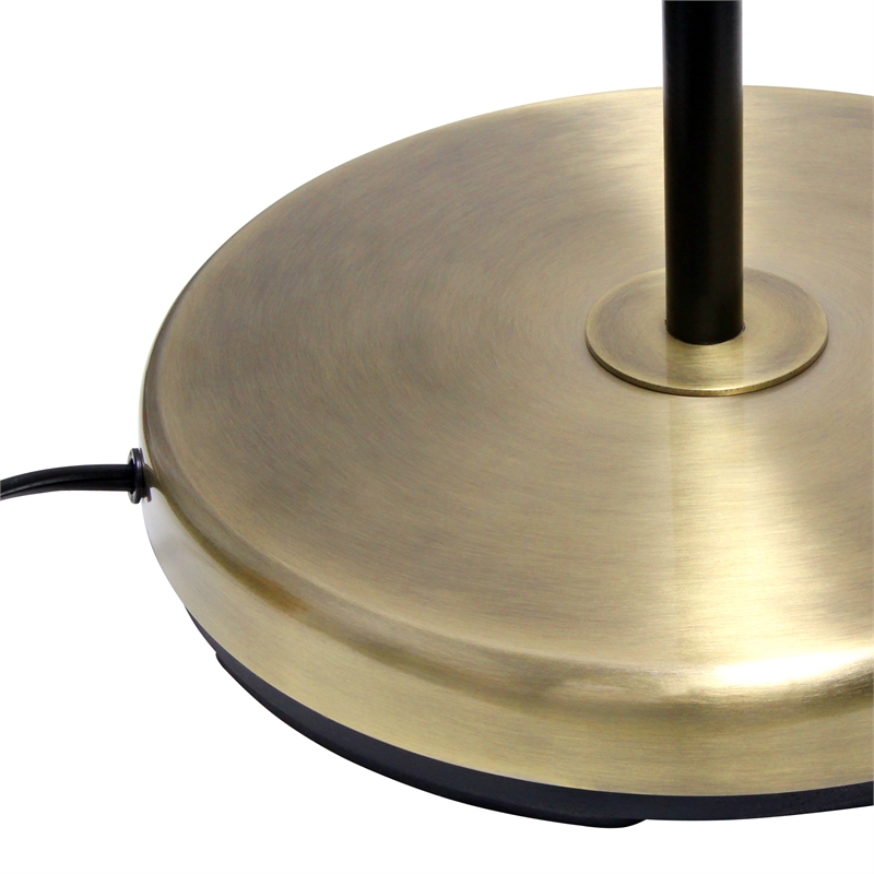 Lalia Home Metal Matte Swivel Floor Lamp in Antique Brass with White Shade