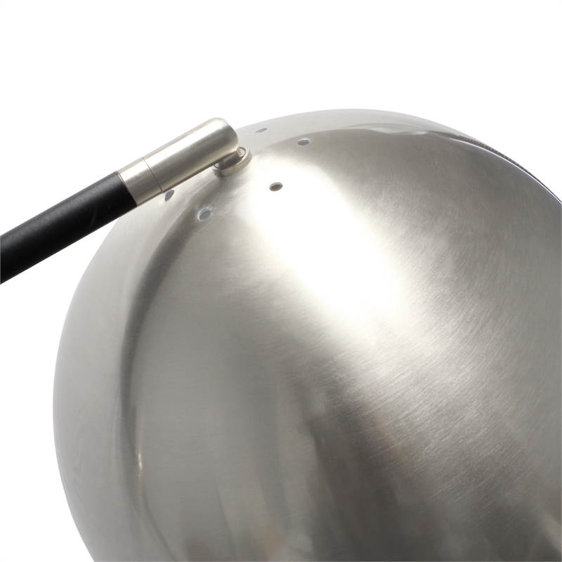 Lalia Home Metal Matte Swivel Floor Lamp in Brushed Nickel with White Shade