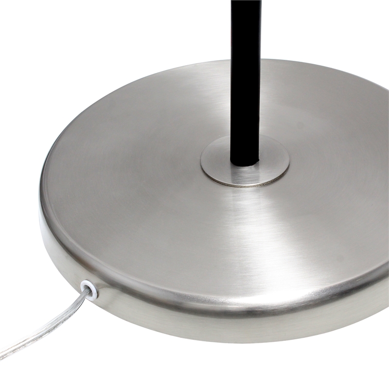 Lalia Home Metal Matte Swivel Floor Lamp in Brushed Nickel with White Shade