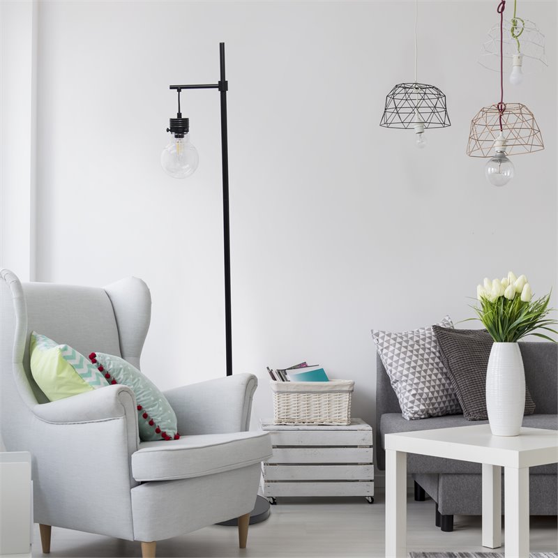 Lalia Home Metal Matte 1 Light Beacon Floor Lamp in Black with Clear Shade