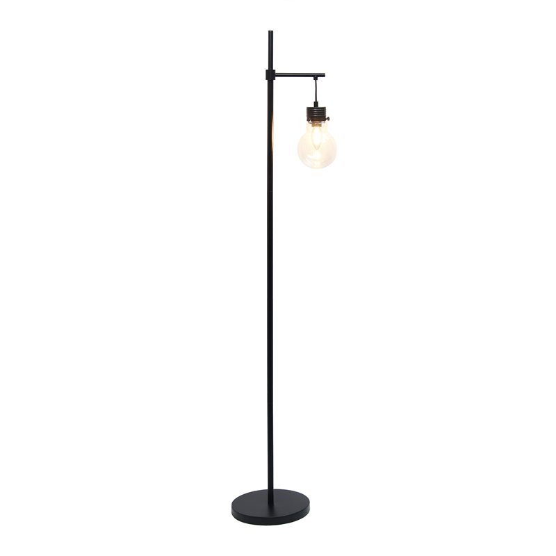 Lalia Home Metal Matte 1 Light Beacon Floor Lamp in Black with Clear Shade