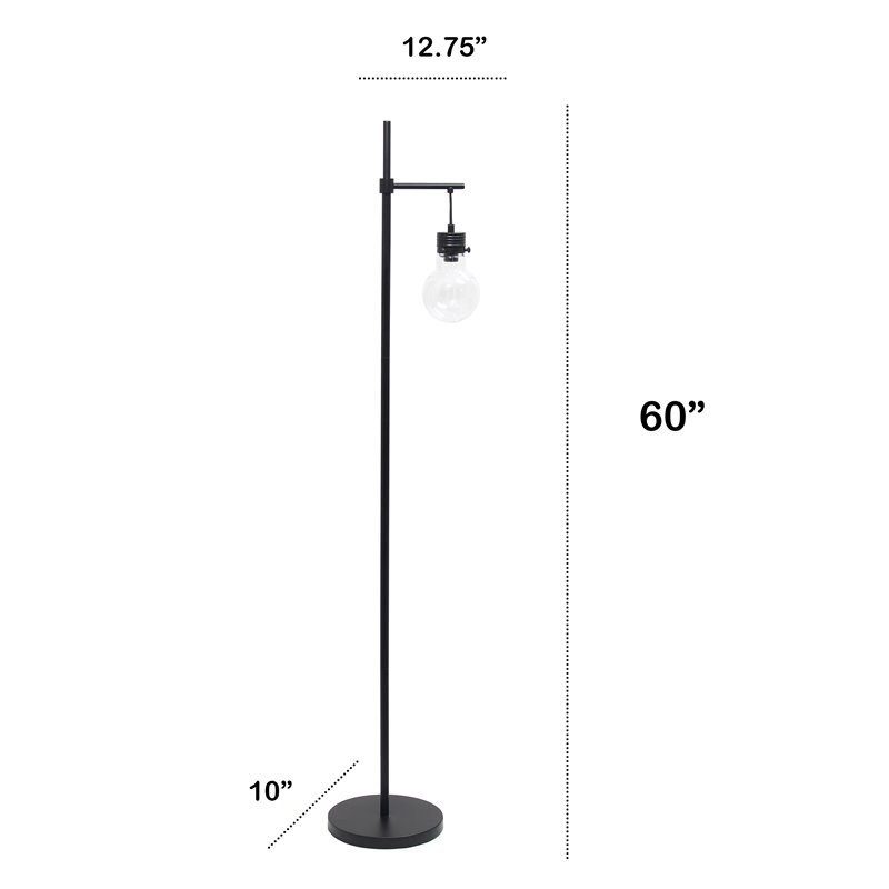 Lalia Home Metal Matte 1 Light Beacon Floor Lamp in Black with Clear Shade