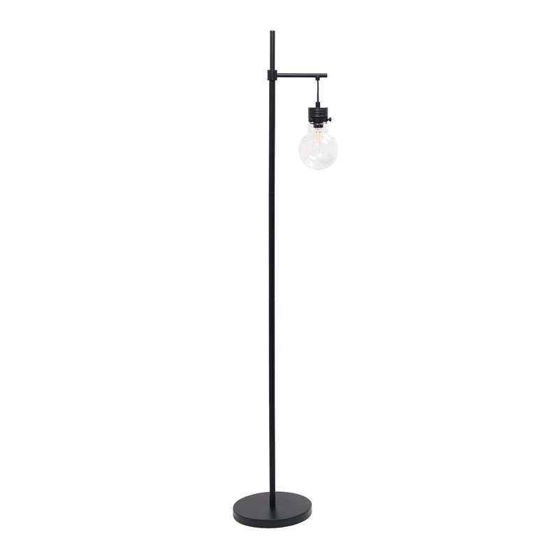 Lalia Home Metal Matte 1 Light Beacon Floor Lamp in Black with Clear Shade