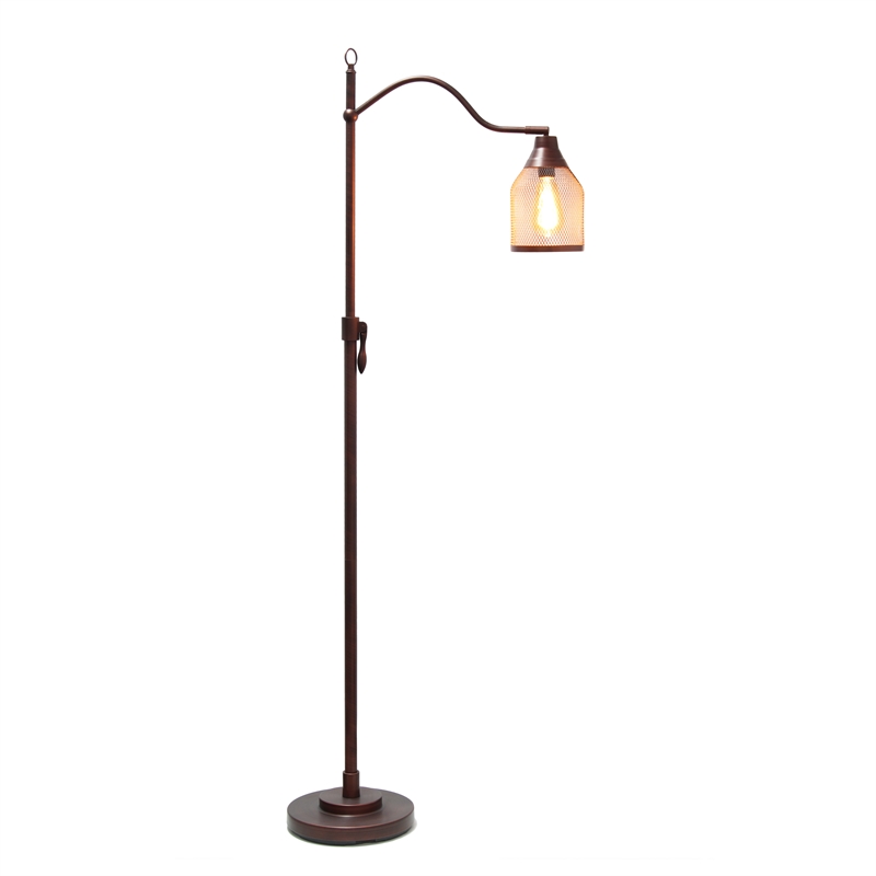 Lalia Home Metal Vintage Arched 1 Light Floor Lamp in Red Bronze with Mesh Shade