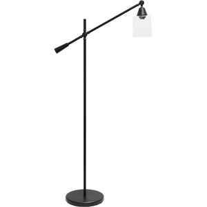 lalia home metal swing arm floor lamp in black with clear shade