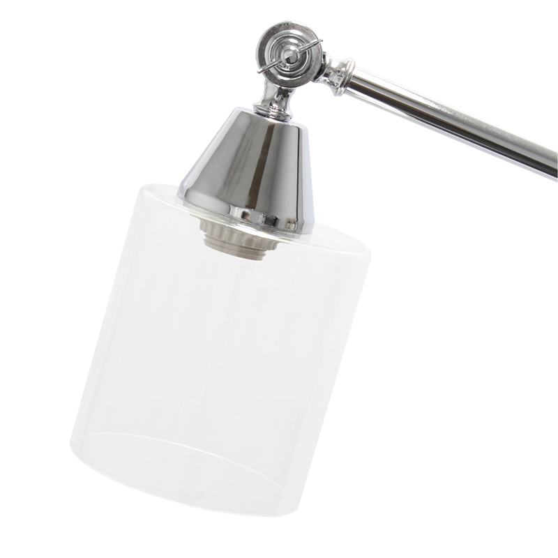 Lalia Home Metal Swing Arm Floor Lamp in Chrome with Clear Shade