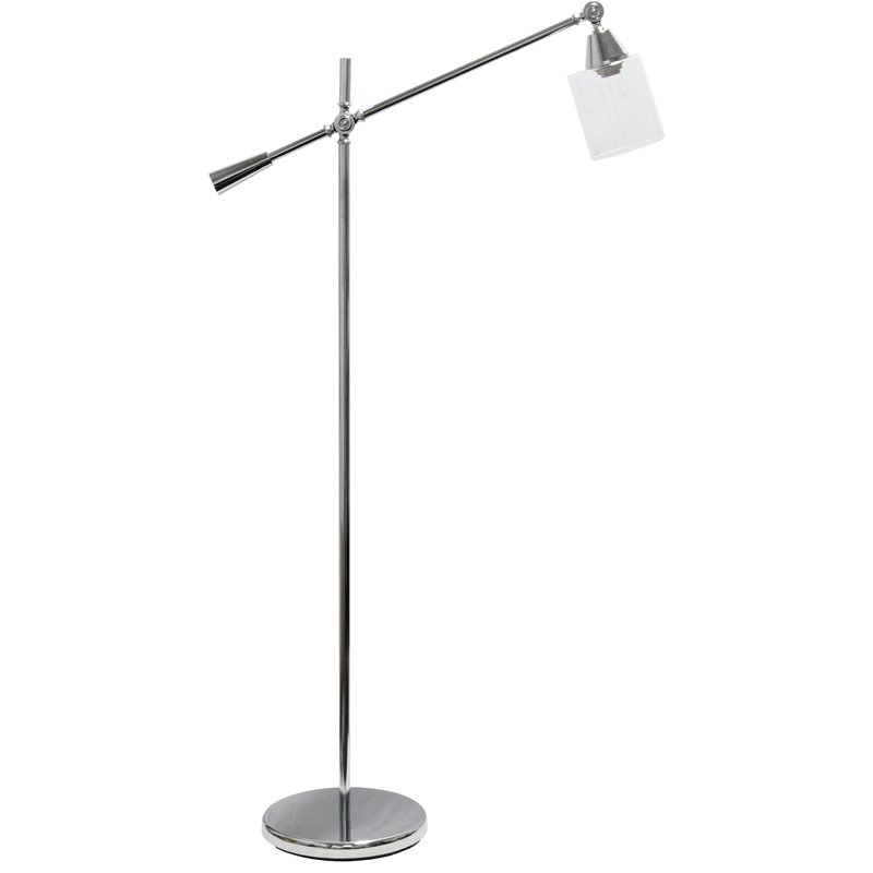 Lalia Home Metal Swing Arm Floor Lamp in Chrome with Clear Shade
