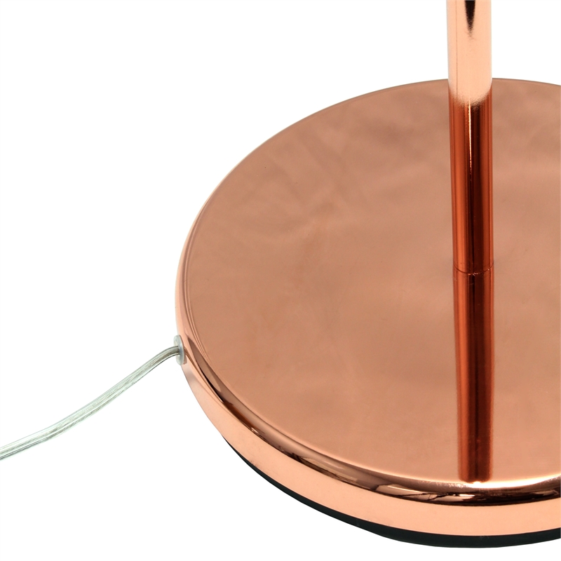 Lalia Home Metal Swing Arm Floor Lamp in Rose Gold with Clear Shade