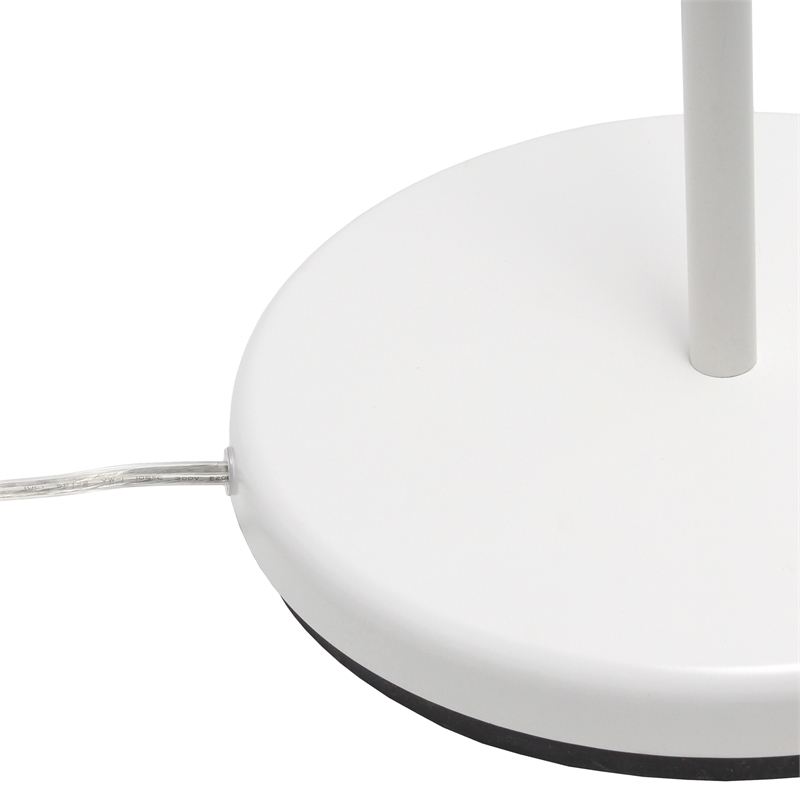 Lalia Home Metal Swing Arm Floor Lamp in White with Clear Shade