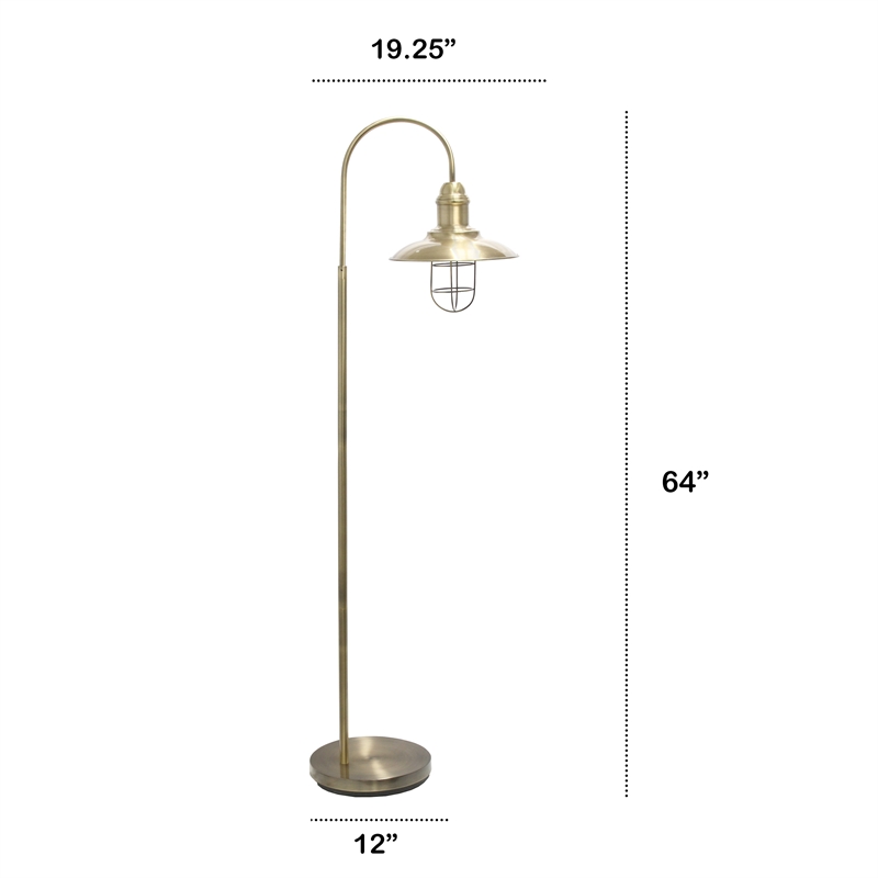 Lalia Home Metal Farmhouse 1 Light Floor Lamp in Antique Brass