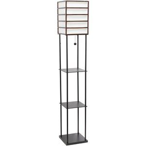 lalia home metal 1 light etagere shelving floor lamp in black with cream shade