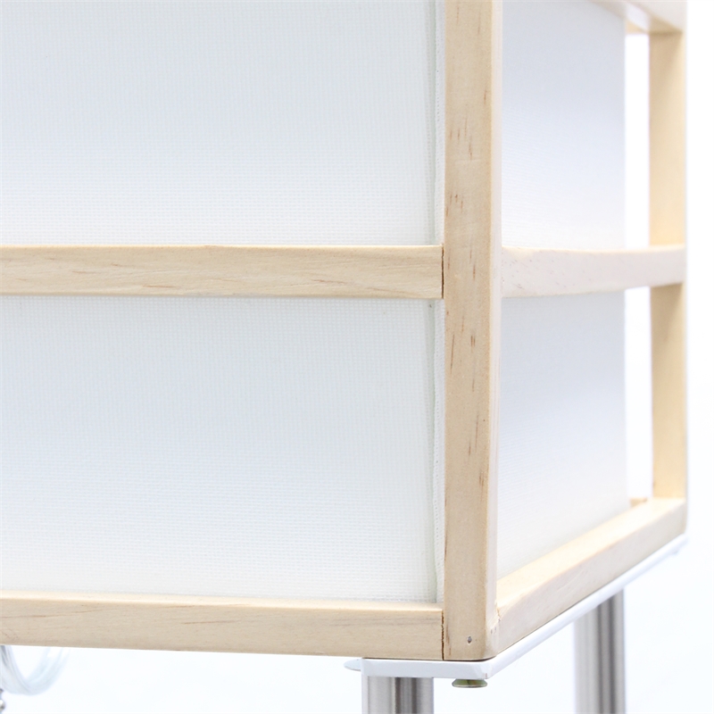 Lalia Home Metal 1 Light Etagere Shelving Floor Lamp in Nickel with Cream Shade