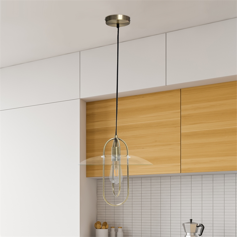 Lalia Home Iron 1 Light Elongated Pendant in Antique Brass