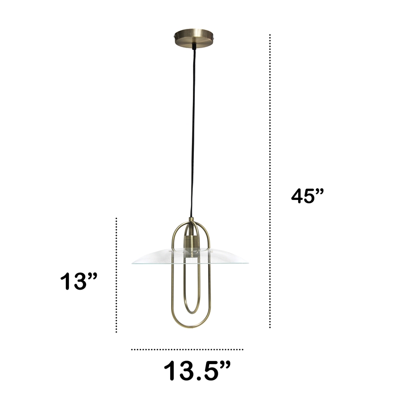 Lalia Home Iron 1 Light Elongated Pendant in Antique Brass