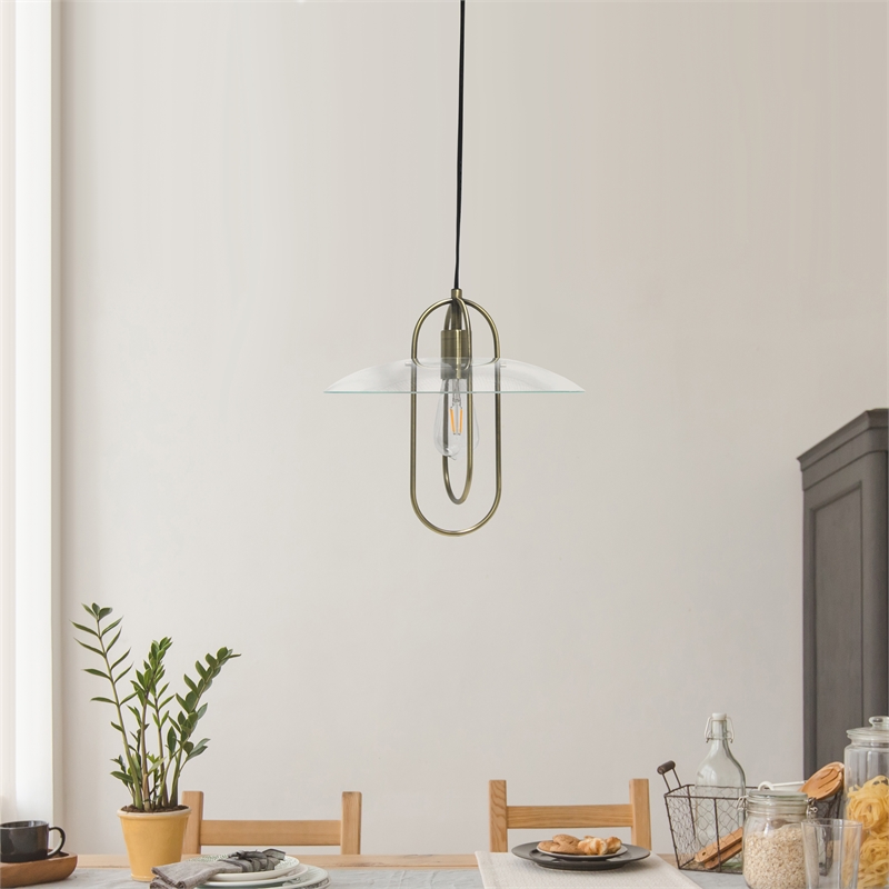 Lalia Home Iron 1 Light Elongated Pendant in Antique Brass