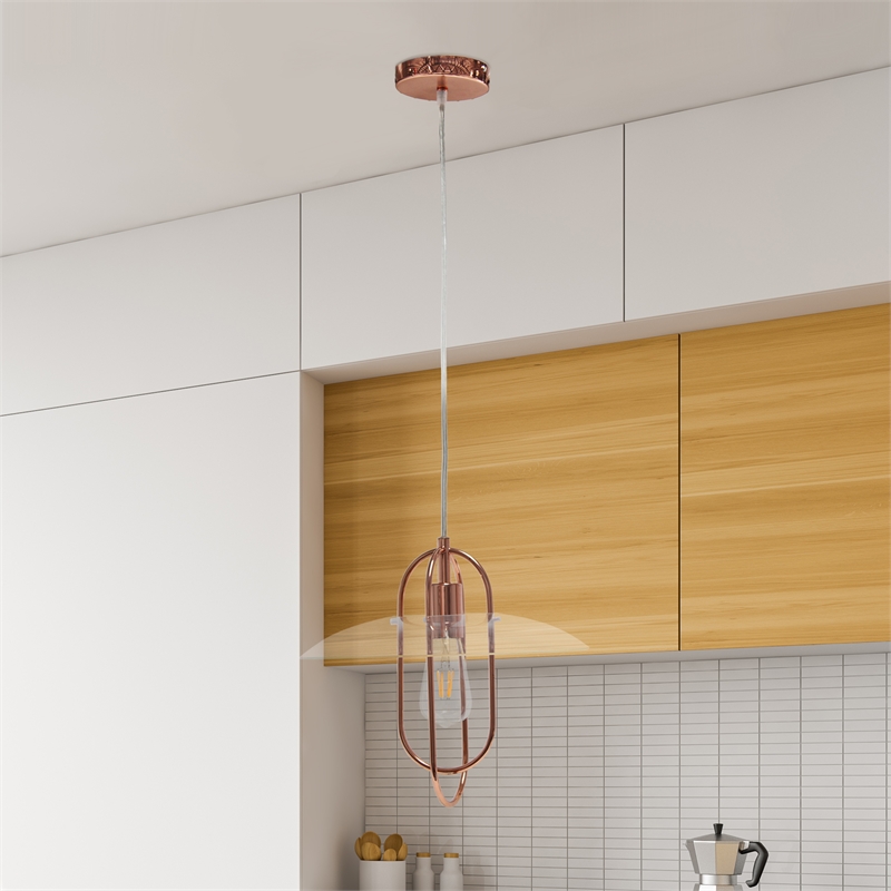 Lalia Home Iron 1 Light Elongated Pendant in Rose Gold