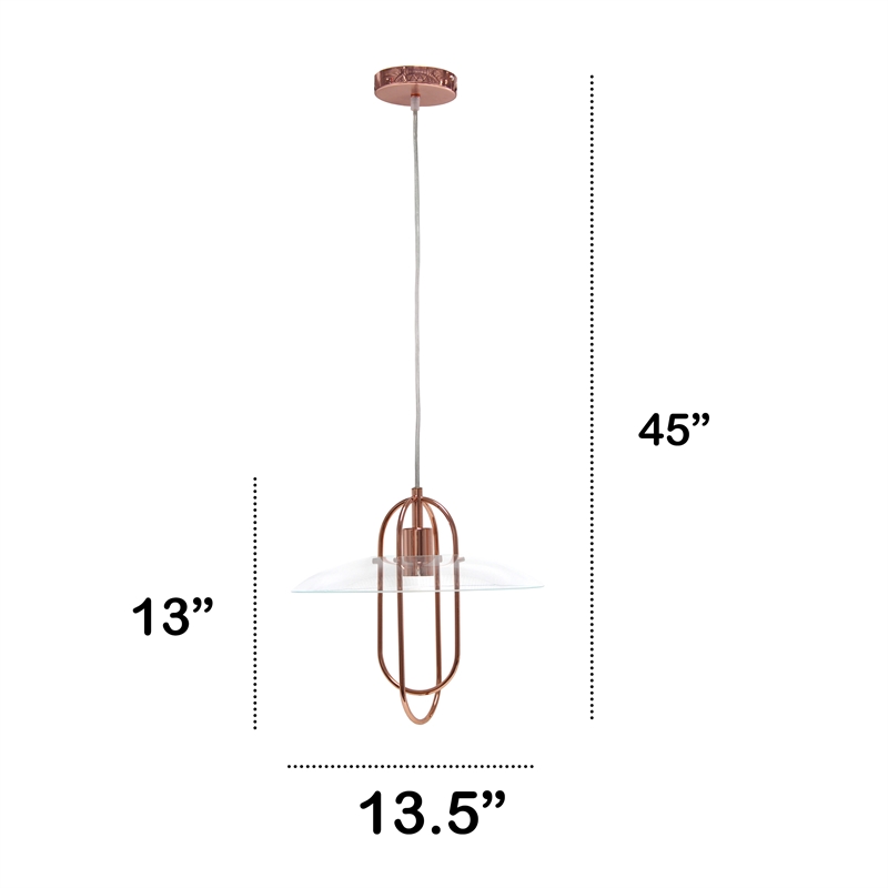 Lalia Home Iron 1 Light Elongated Pendant in Rose Gold