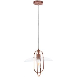 Lalia Home Iron 1 Light Elongated Pendant in Rose Gold