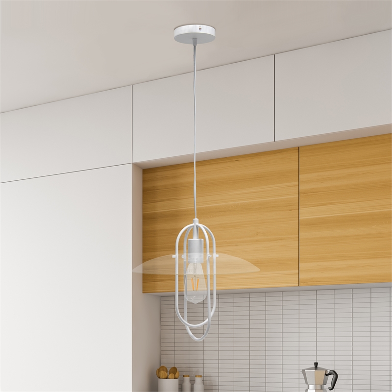Lalia Home Iron 1 Light Elongated Pendant in White