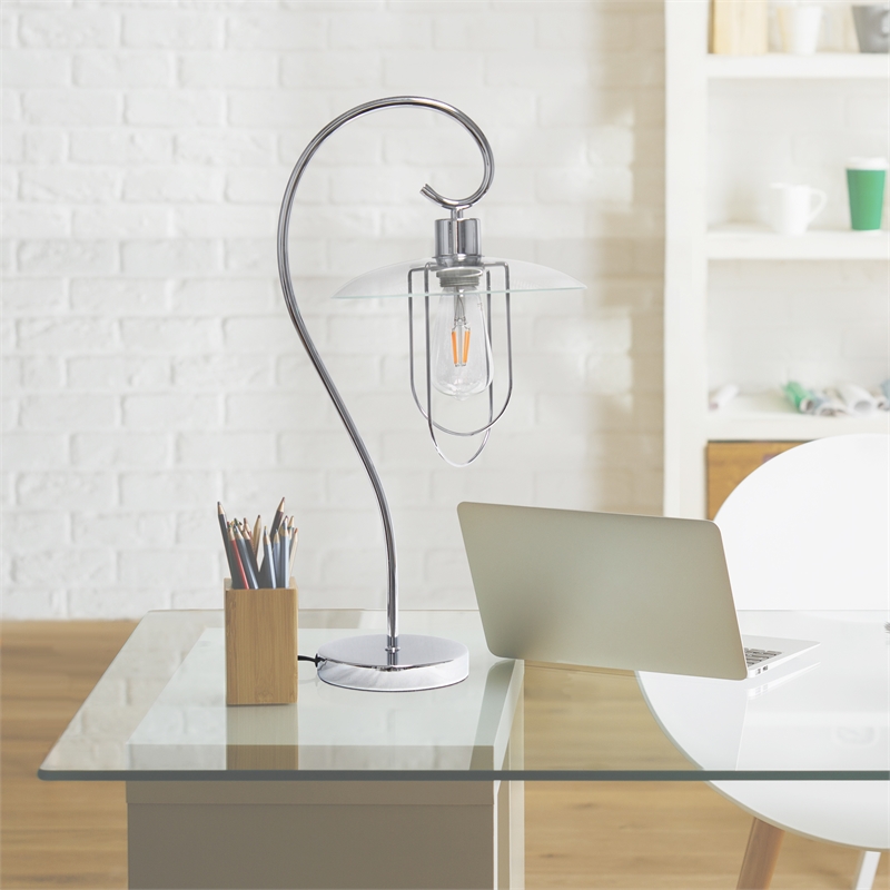 Lalia Home Iron Modern Scroll Table Lamp in Chrome