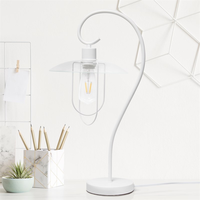 Lalia Home Iron Modern Scroll Table Lamp in White