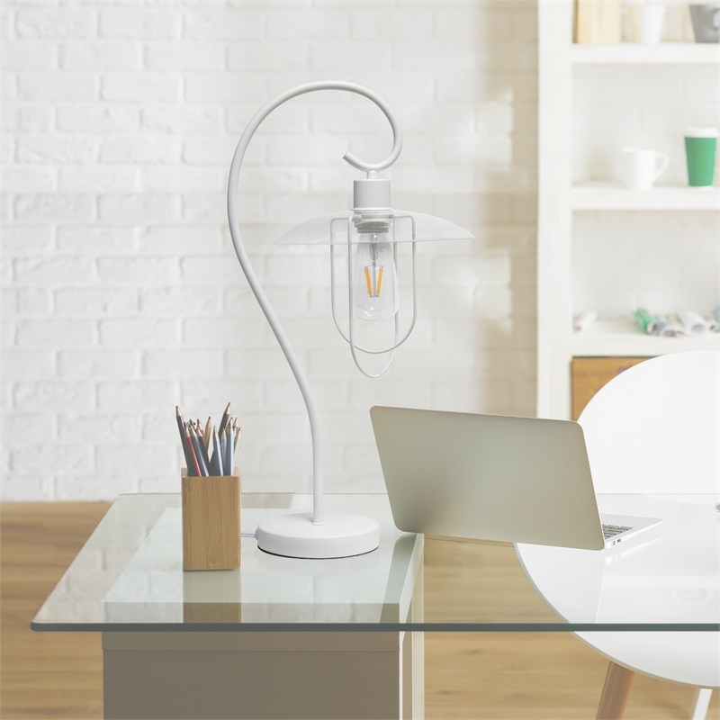 Lalia Home Iron Modern Scroll Table Lamp in White