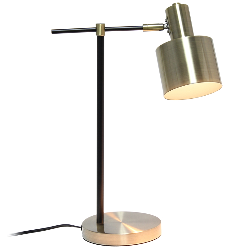 Lalia Home Iron Metal Mid Century Table Lamp in Antique Brass